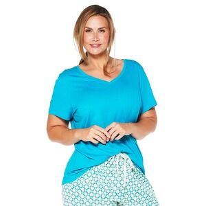 Womens HUE(R)‎ Short Sleeve Solid V-Neck Pajama Tee Size M